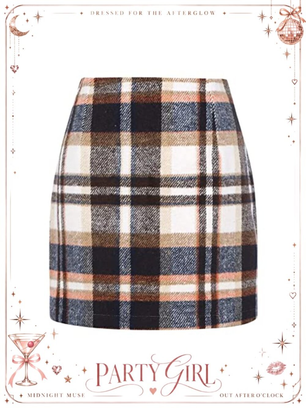Wool Blend Plaid High Waist Bodycon Pencil Mini Skirt